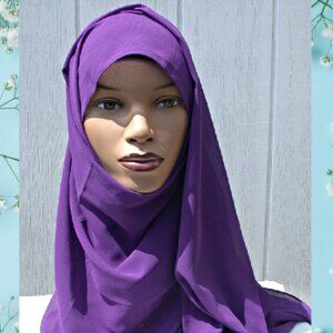 Vintage Plain Chiffon Scarf 72 x 30 inch Purple